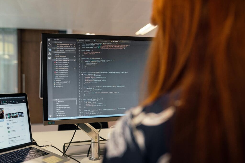 Software engineer working on AI software development and digital transformation projects using advanced coding environments
